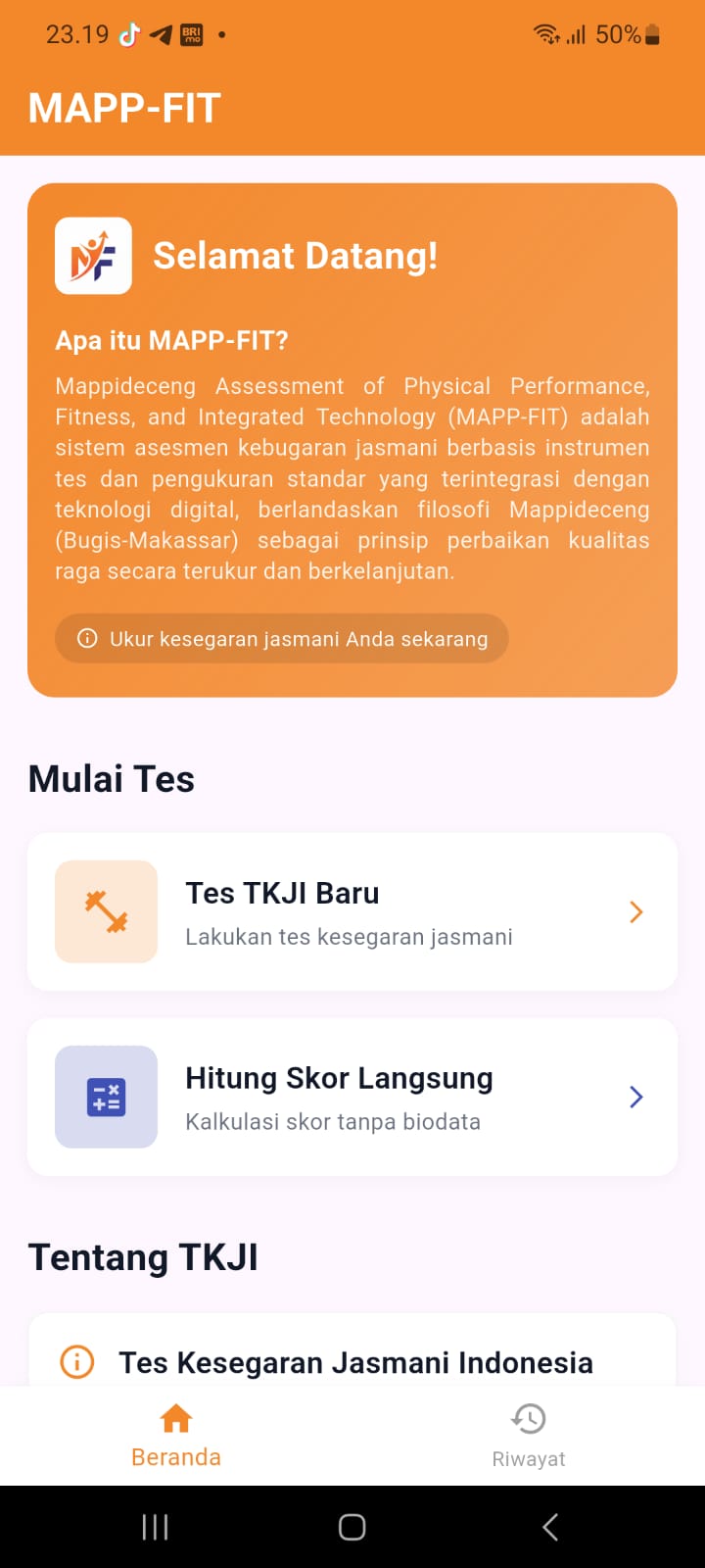 Antarmuka Beranda MAPP-FIT